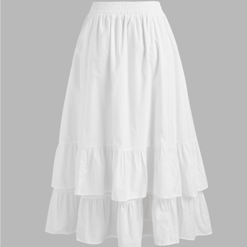 Chic White Tiered A-Line Skirt